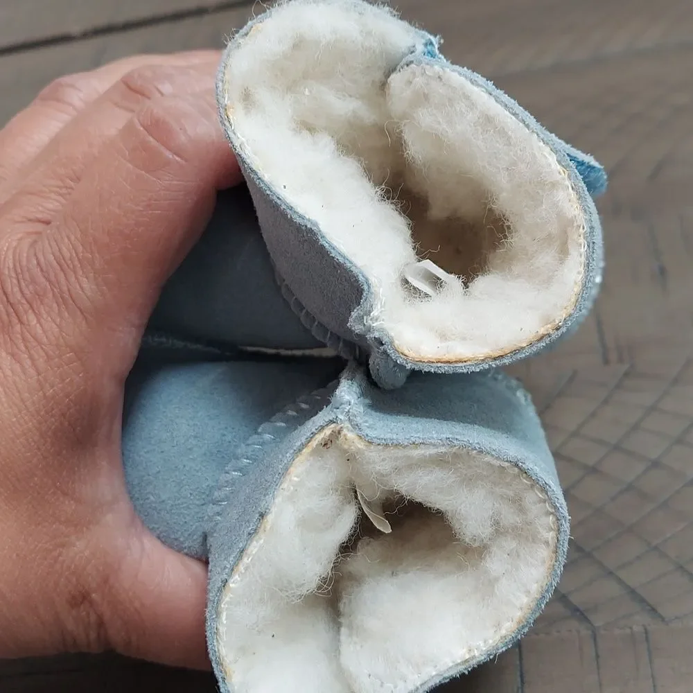 EMU Australia Light Blue Suede Wool Lined Baby Boots 0-6 Months